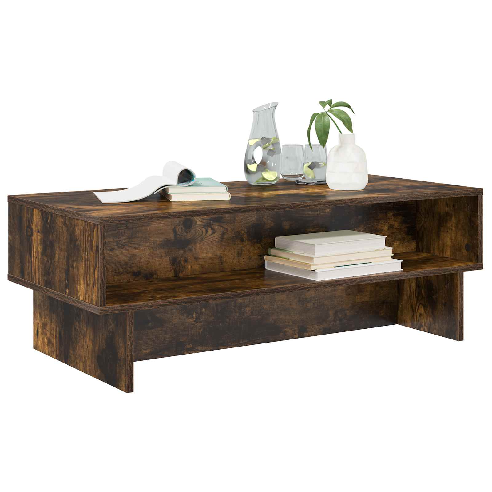 vidaXL Coffee Table Smoked Oak 100 x 46 x 35 cm Engineered Wood 3