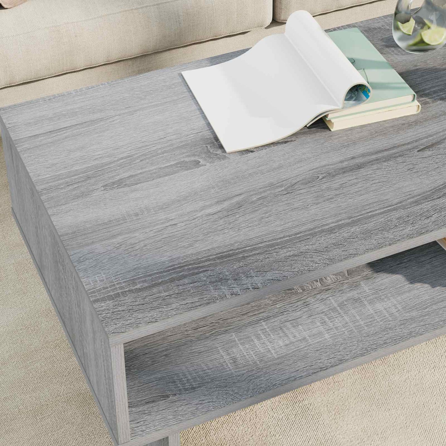 vidaXL Coffee Table Grey Sonoma 100 x 46 x 35 cm Engineered Wood 4