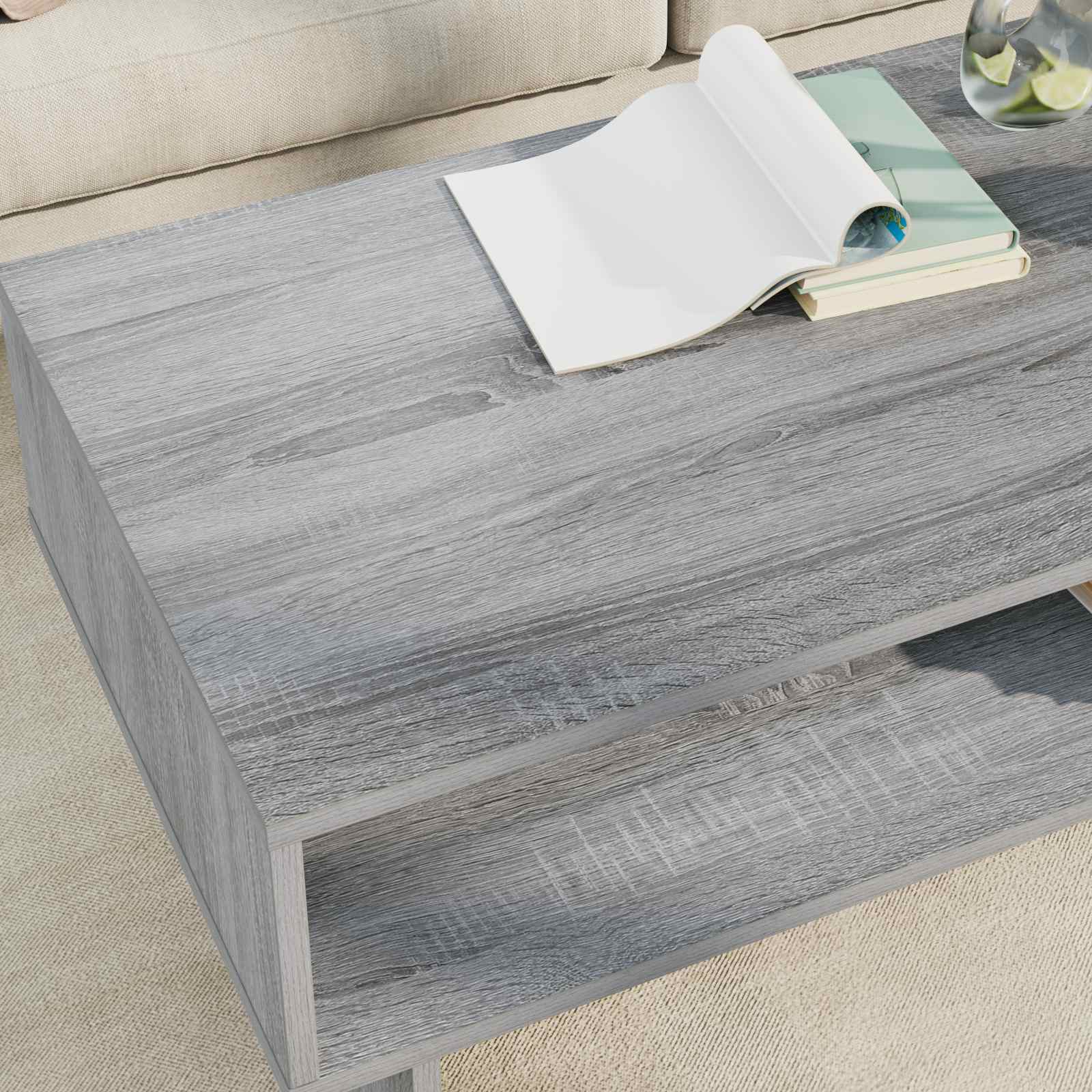 vidaXL Coffee Table Grey Sonoma 100 x 46 x 35 cm Engineered Wood 4