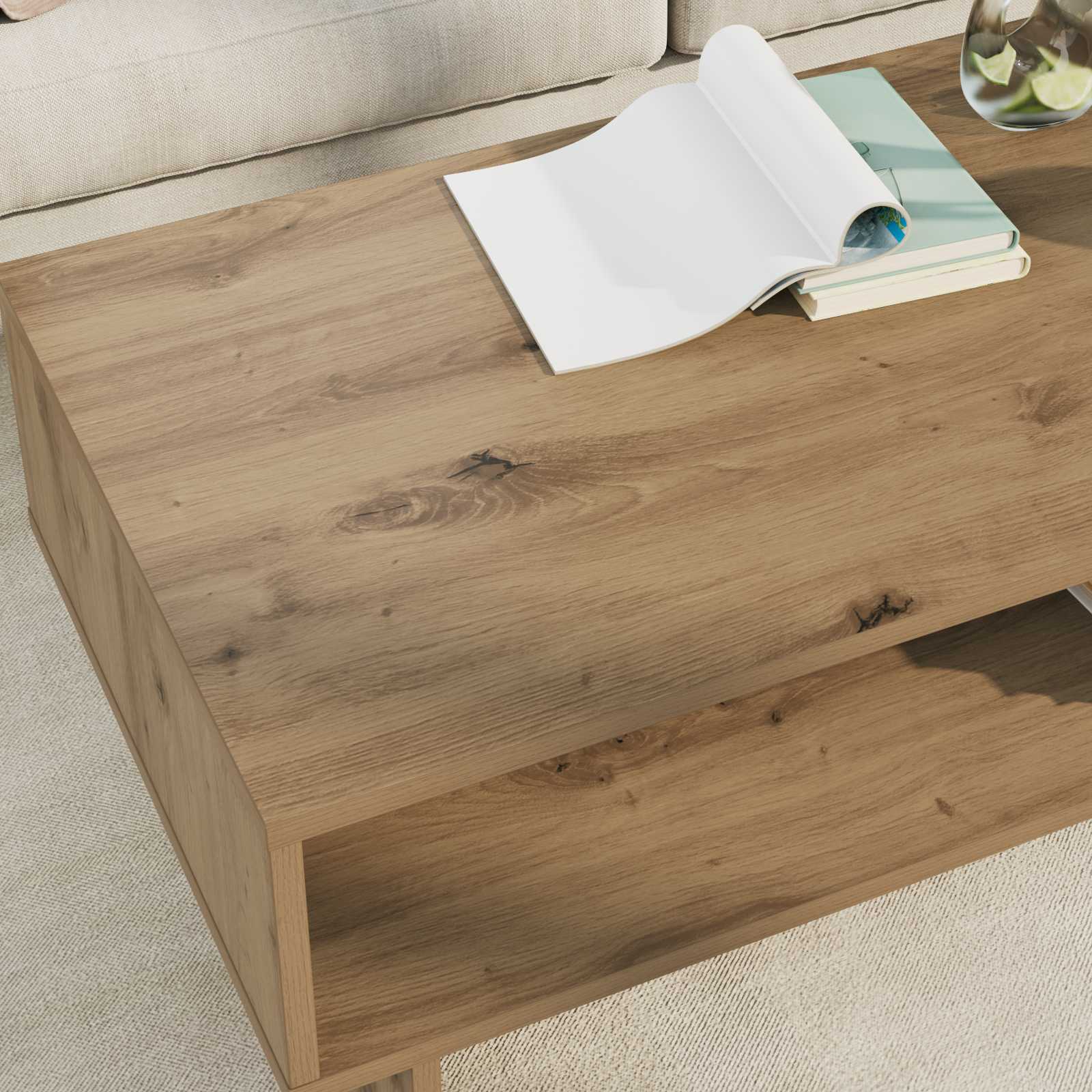 vidaXL Coffee Table Artisan Oak 100 x 46 x 35 cm Engineered Wood 4