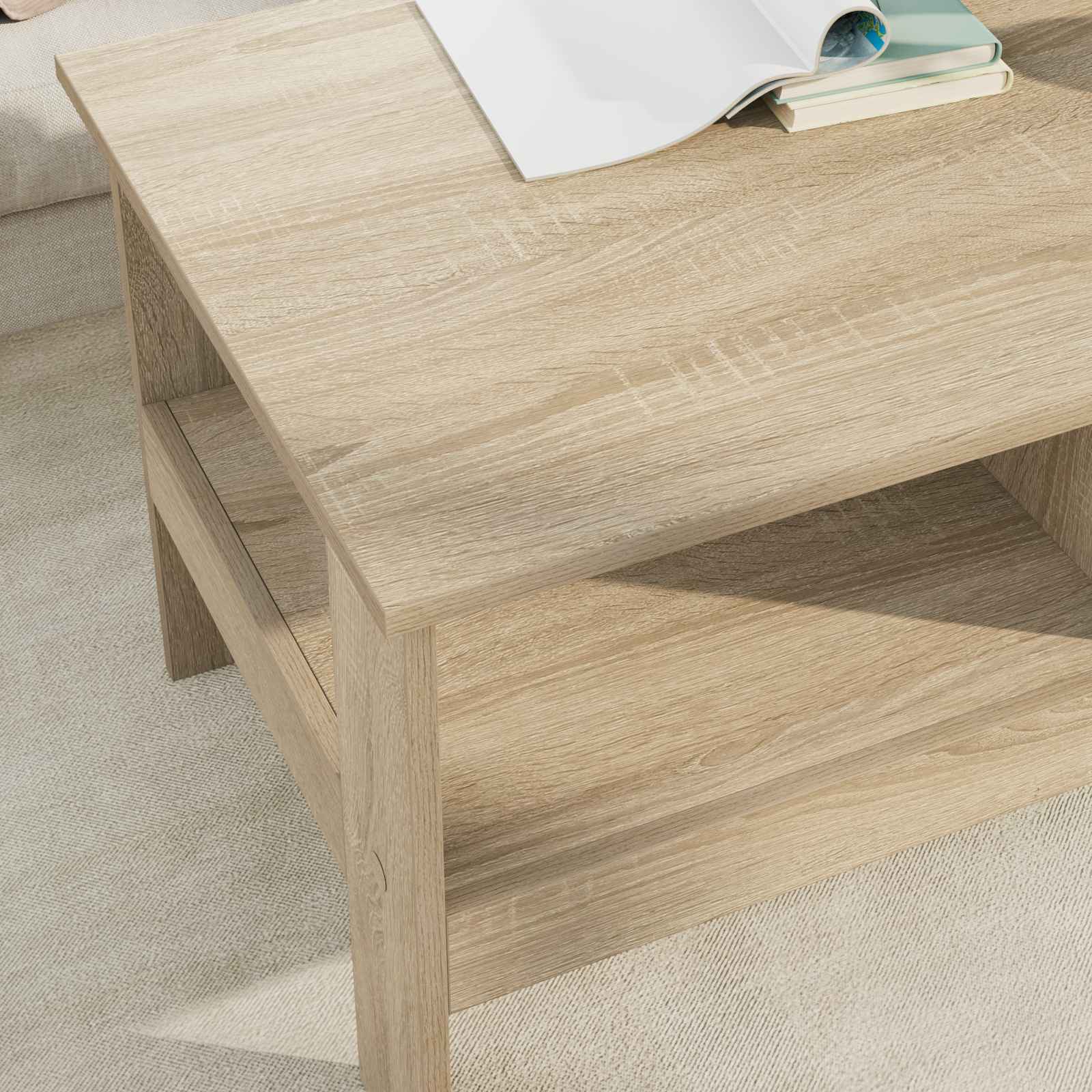 vidaXL Coffee Table Sonoma Oak 90 x 50 x 45 cm Engineered Wood 4