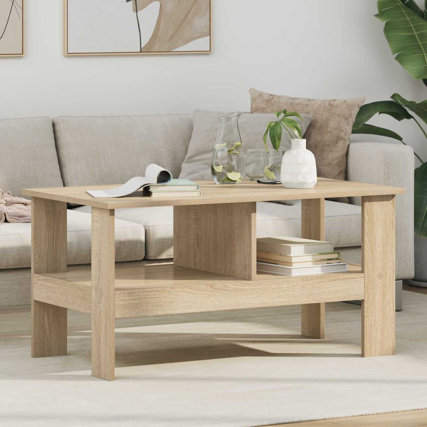 vidaXL Coffee Table Sonoma Oak 90 x 50 x 45 cm Engineered Wood 1
