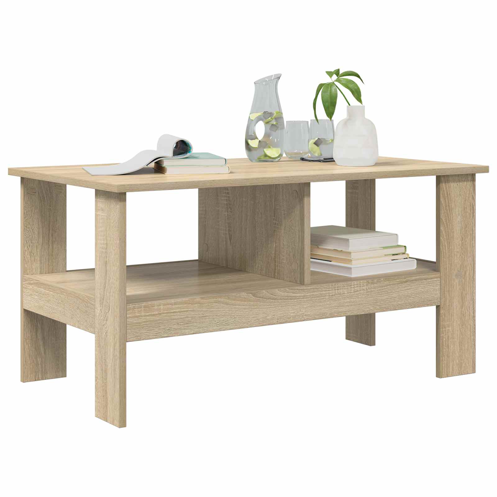 vidaXL Coffee Table Sonoma Oak 90 x 50 x 45 cm Engineered Wood 3