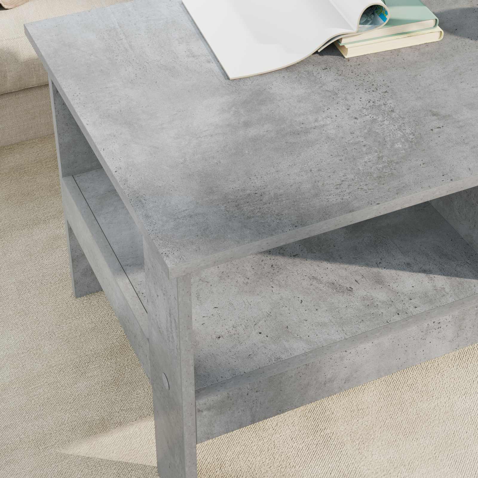 vidaXL Coffee Table Concrete Grey 90 x 50 x 45 cm Engineered Wood 4