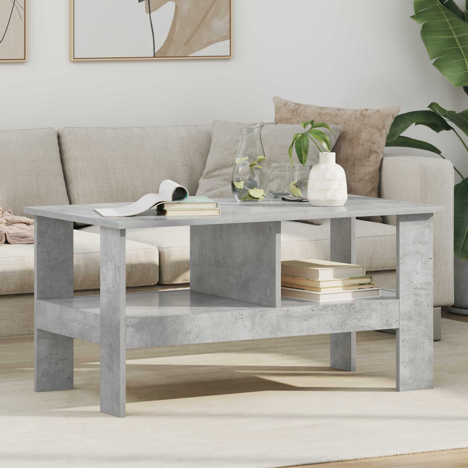 vidaXL Coffee Table Concrete Grey 90 x 50 x 45 cm Engineered Wood 1