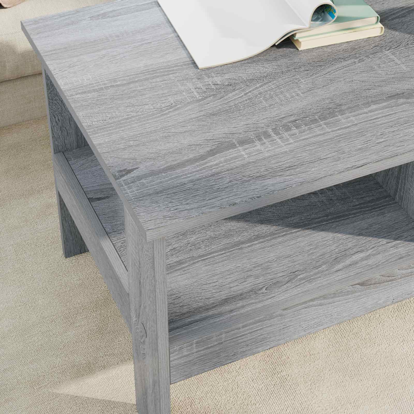 vidaXL Coffee Table Grey Sonoma 90 x 50 x 45 cm Engineered Wood 4