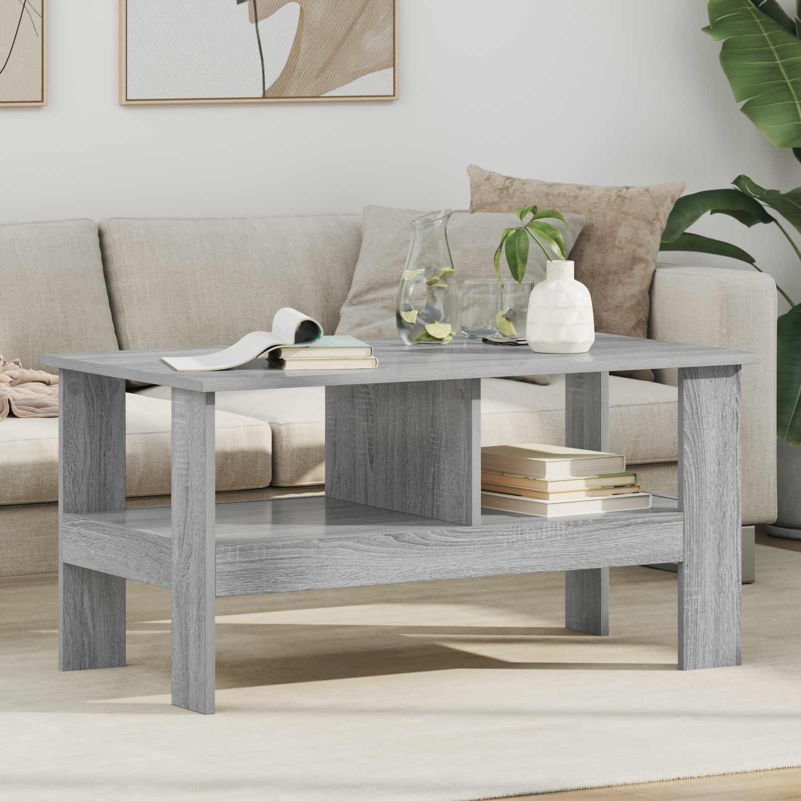 vidaXL Coffee Table Grey Sonoma 90 x 50 x 45 cm Engineered Wood 1