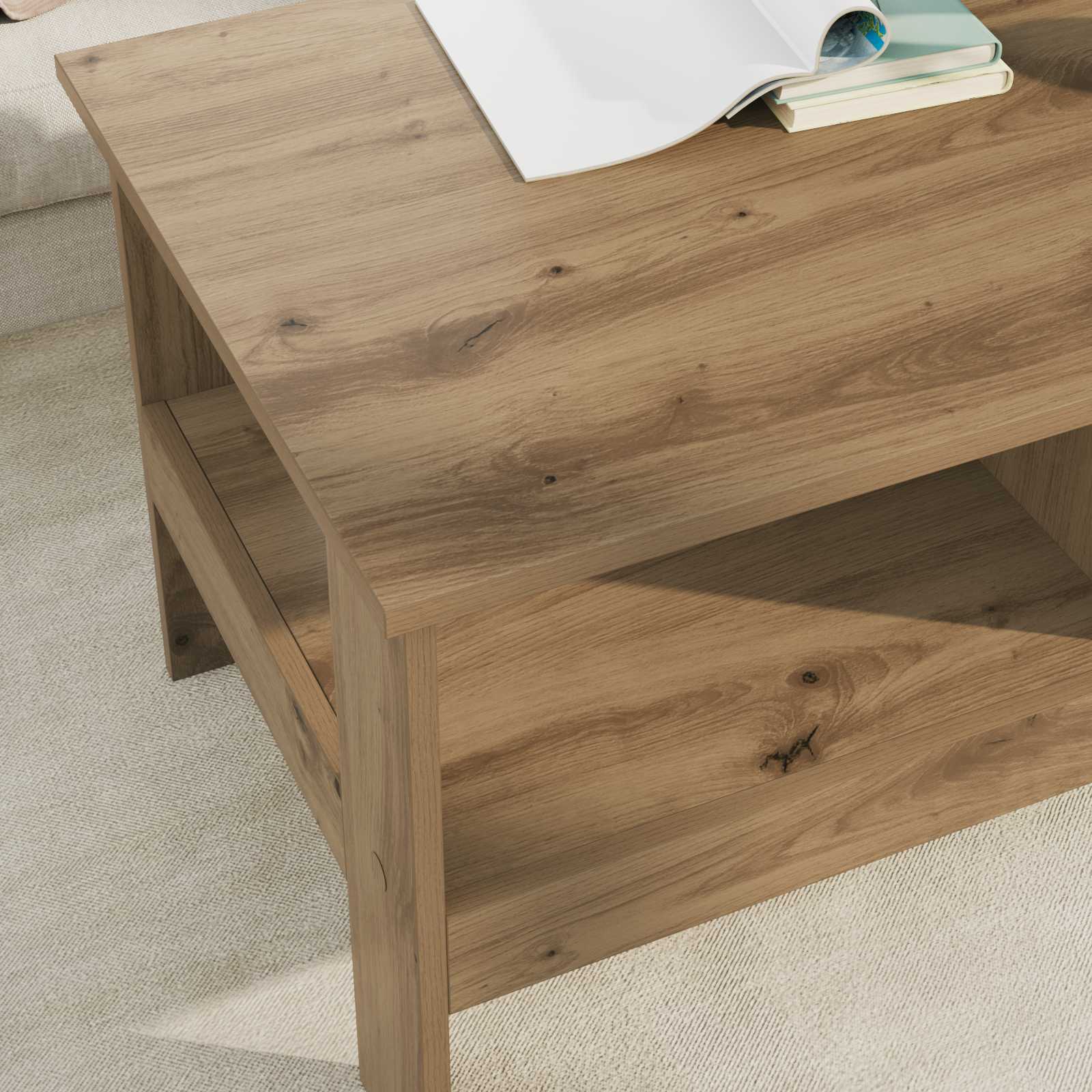 vidaXL Coffee Table Artisan Oak 90 x 50 x 45 cm Engineered Wood 4