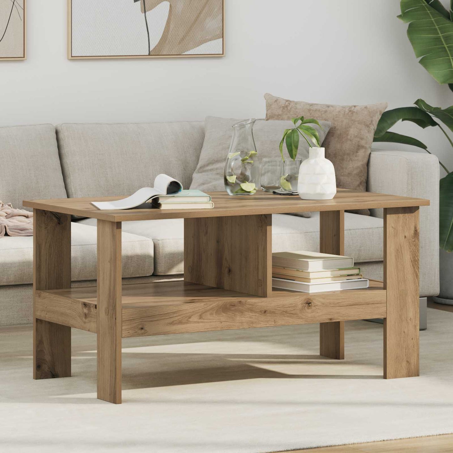 vidaXL Coffee Table Artisan Oak 90 x 50 x 45 cm Engineered Wood 1