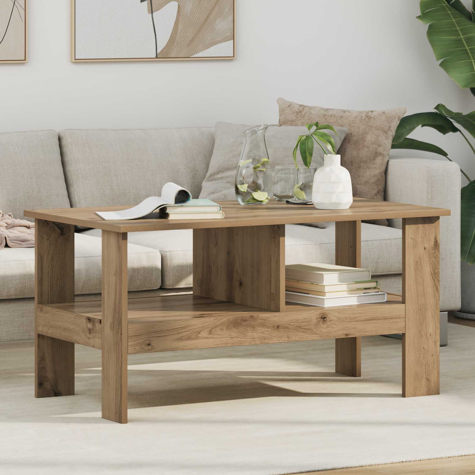 vidaXL Coffee Table Artisan Oak 90 x 50 x 45 cm Engineered Wood 1