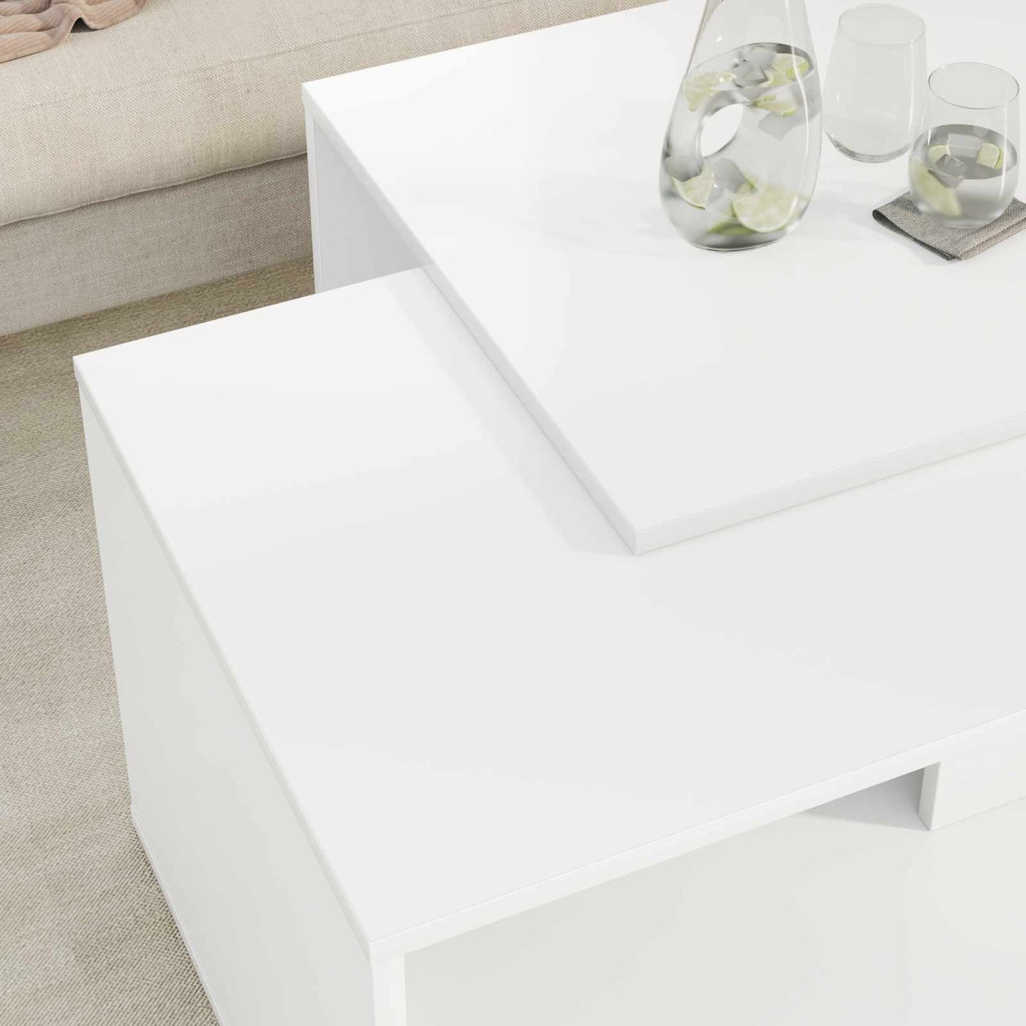 vidaXL Coffee Table Set 2 pcs White 90 x 48 x 40 cm Engineered Wood 4