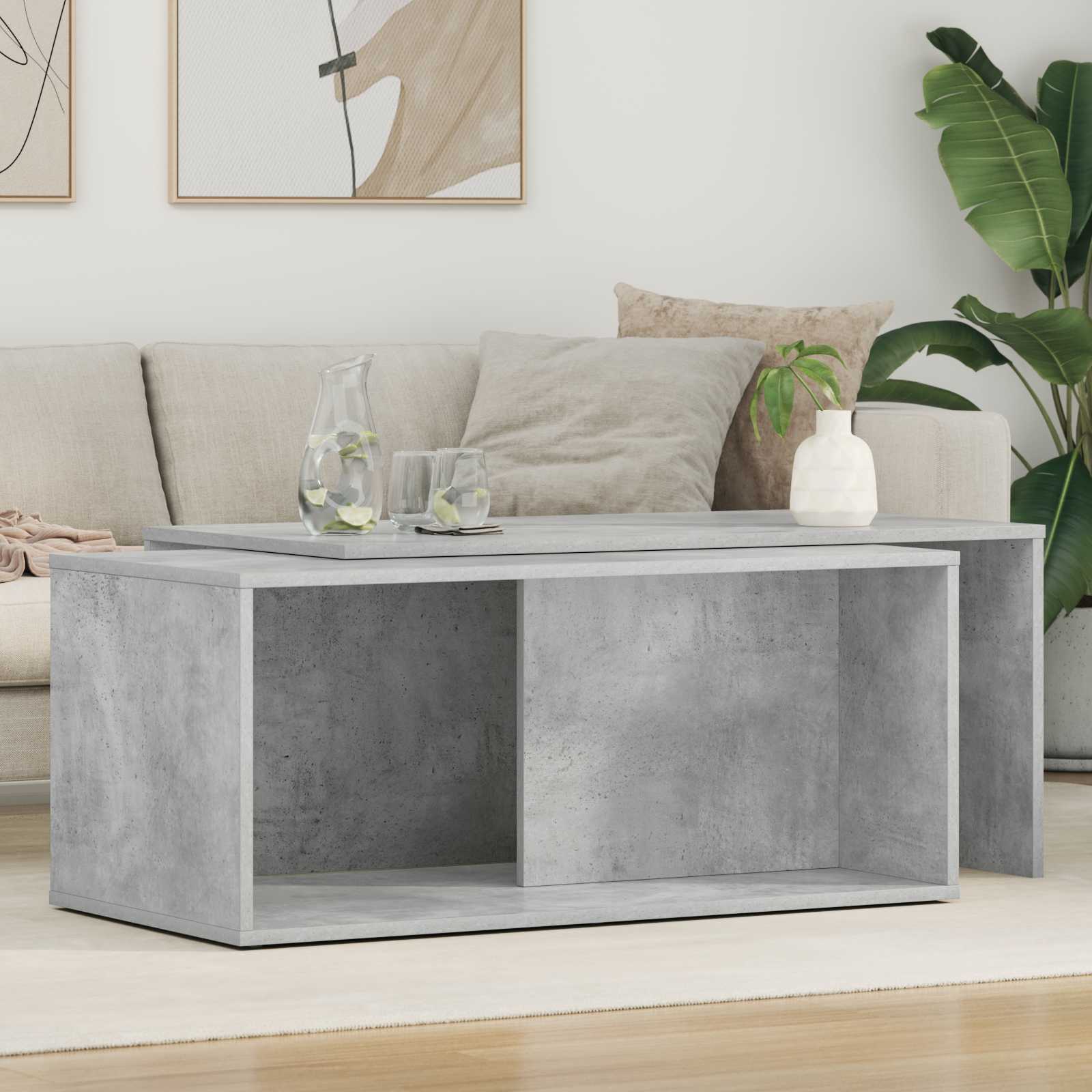 vidaXL Coffee Table Set 2 pcs Concrete Grey 90 x 48 x 40 cm 1