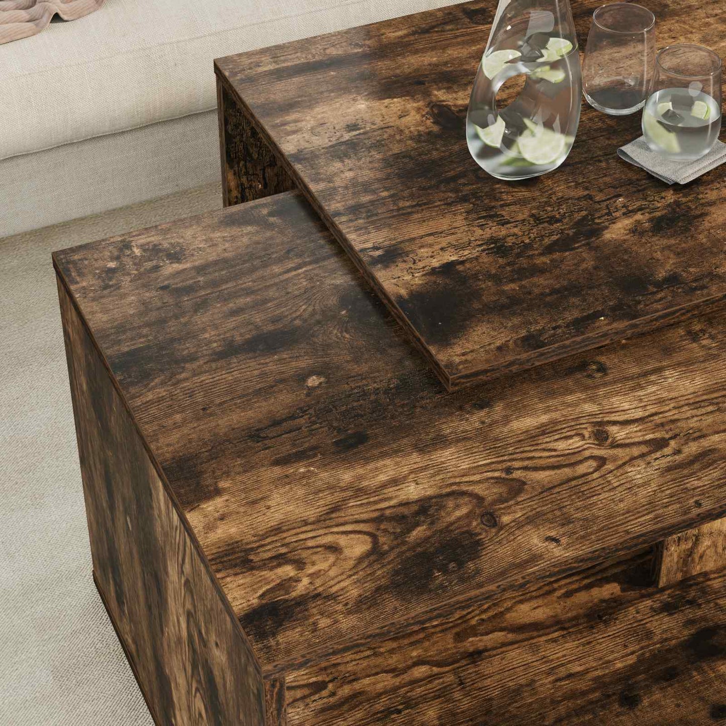 vidaXL Coffee Table Set 2 pcs Smoked Oak 90 x 48 x 40 cm 4