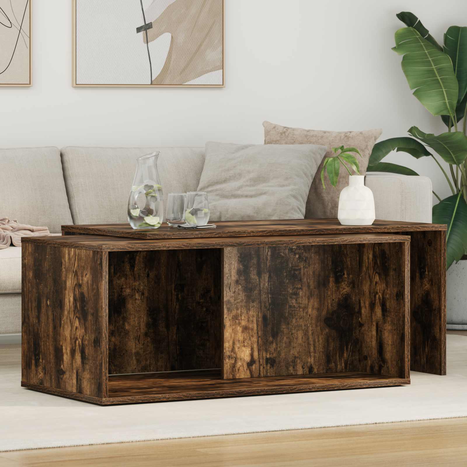 vidaXL Coffee Table Set 2 pcs Smoked Oak 90 x 48 x 40 cm 1