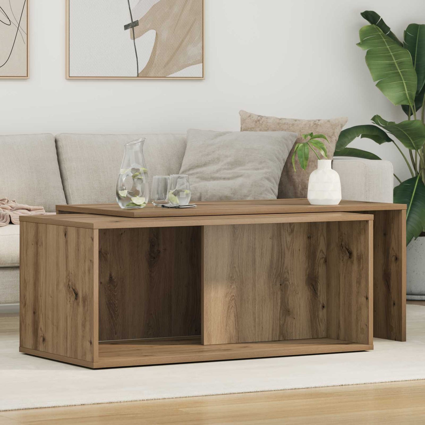 vidaXL Coffee Table Set 2 pcs Artisan Oak 90 x 48 x 40 cm 1