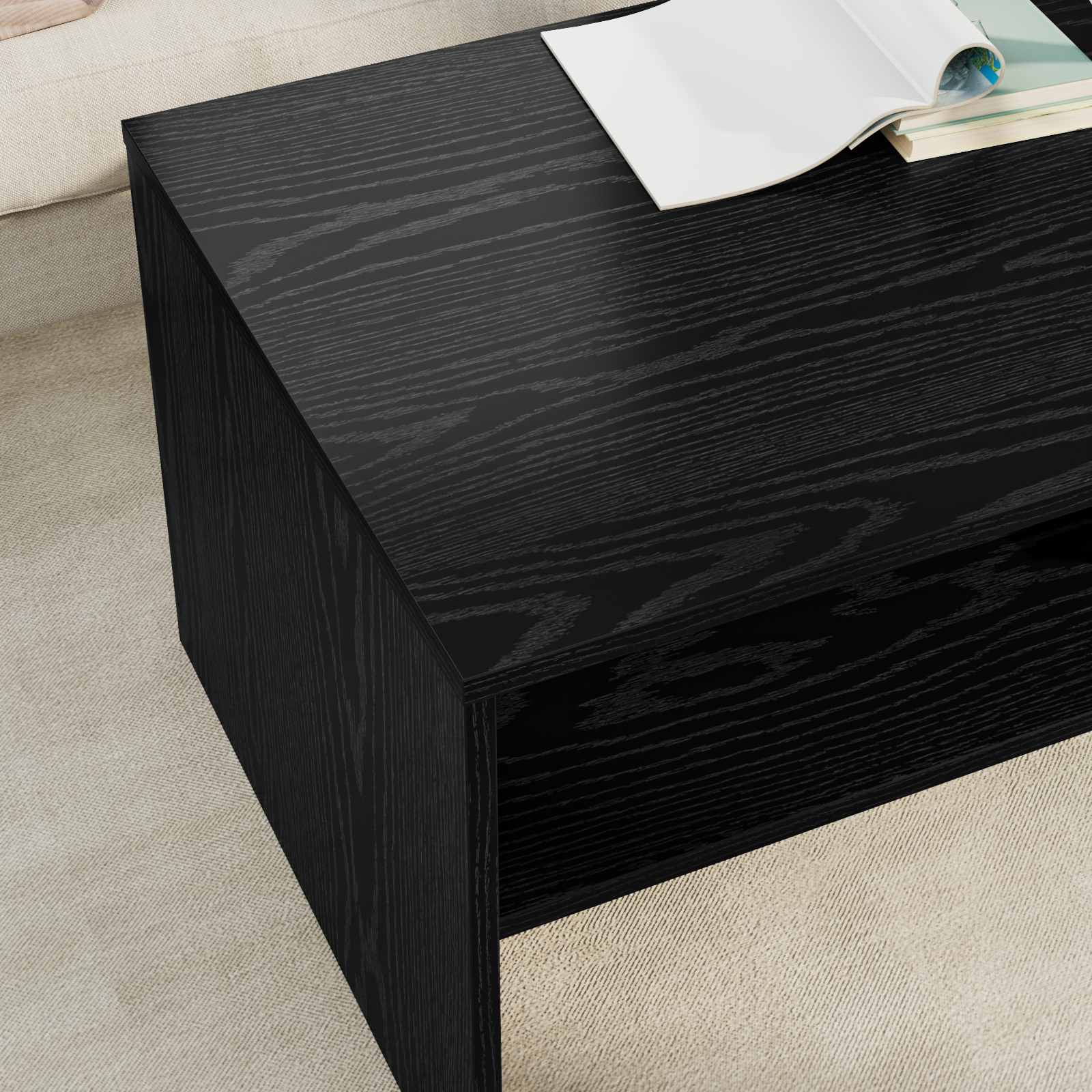 vidaXL Coffee Table Black Oak 100 x 50 x 40 cm Engineered Wood 4