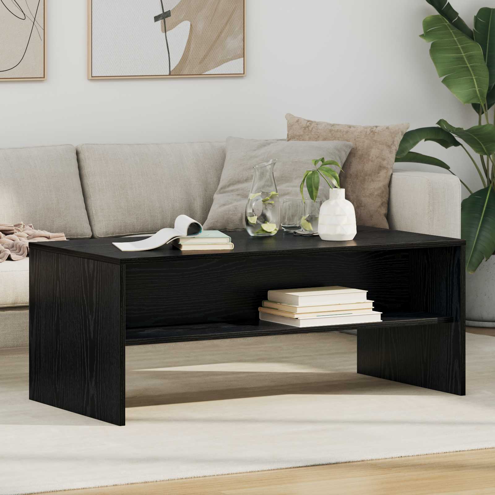 vidaXL Coffee Table Black Oak 100 x 50 x 40 cm Engineered Wood 1