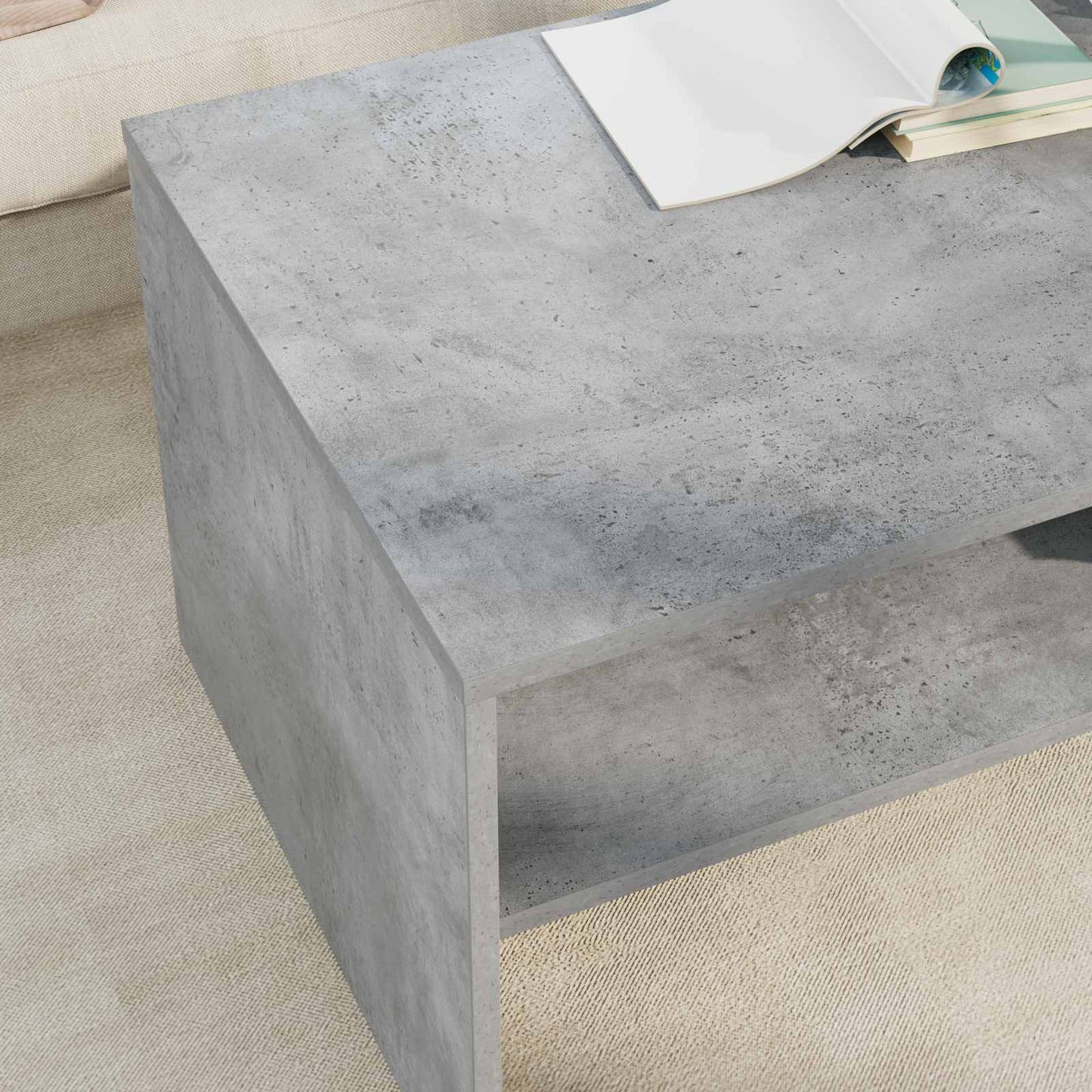 vidaXL Coffee Table Concrete Grey 100 x 50 x 40 cm Engineered Wood 4
