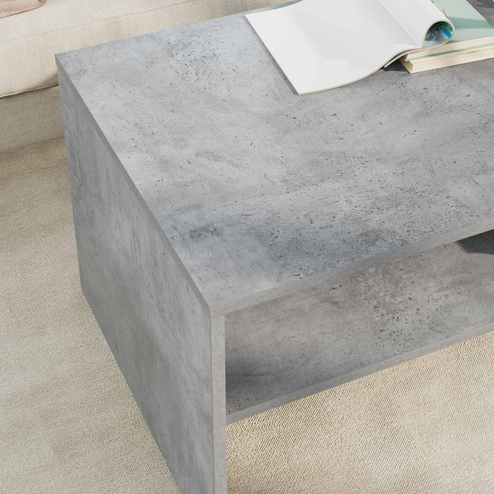vidaXL Coffee Table Concrete Grey 100 x 50 x 40 cm Engineered Wood 4