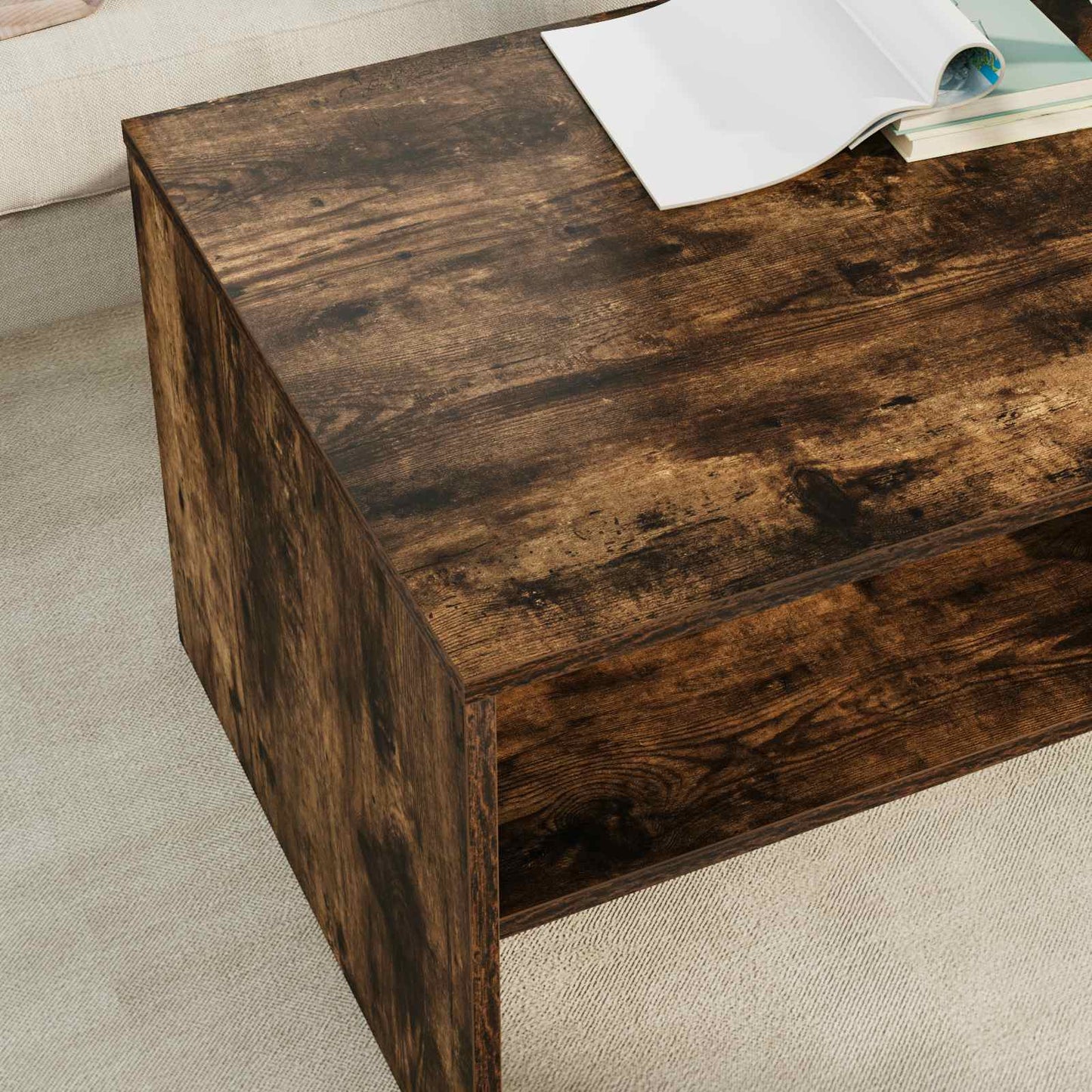 vidaXL Coffee Table Smoked Oak 100 x 50 x 40 cm Engineered Wood 4