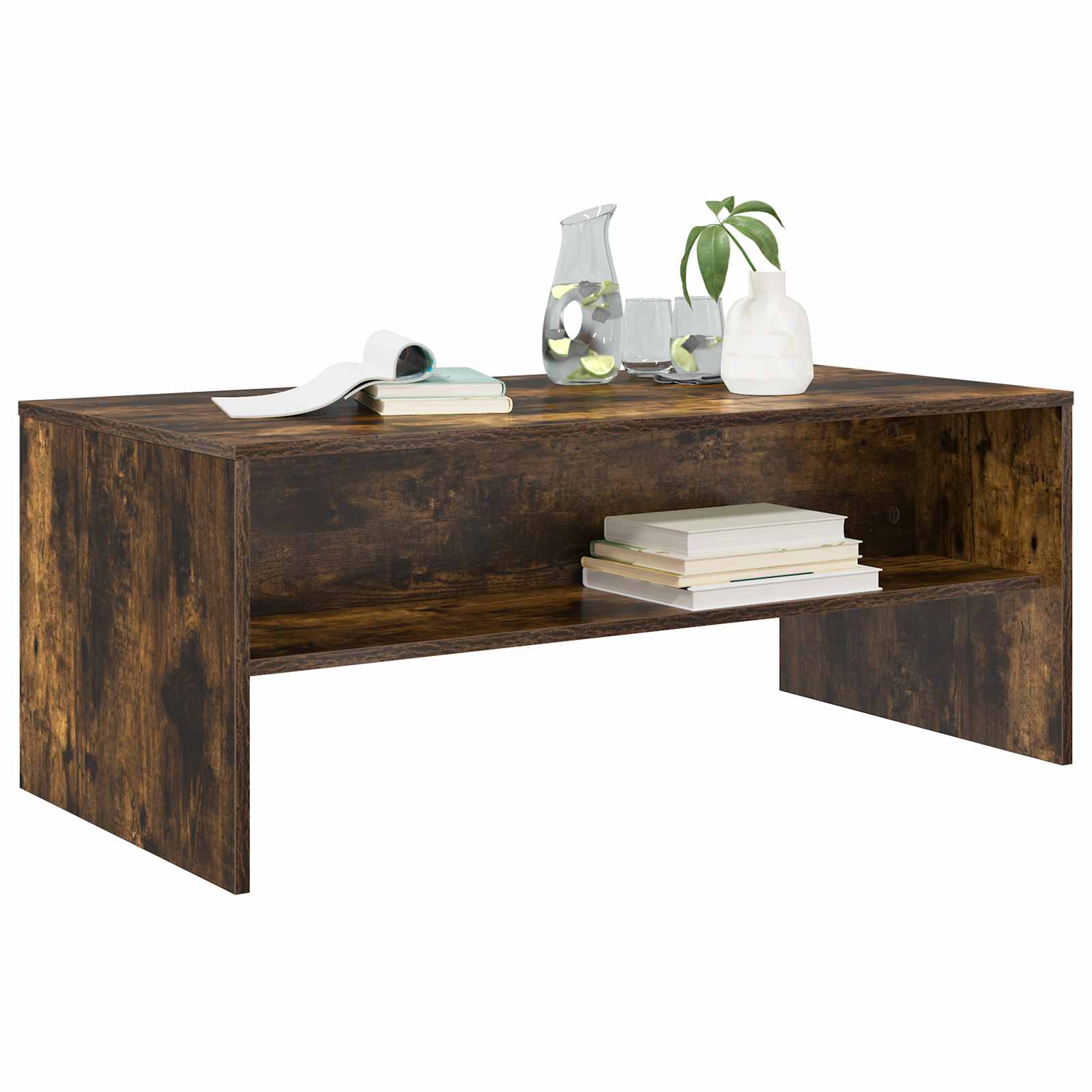 vidaXL Coffee Table Smoked Oak 100 x 50 x 40 cm Engineered Wood 3