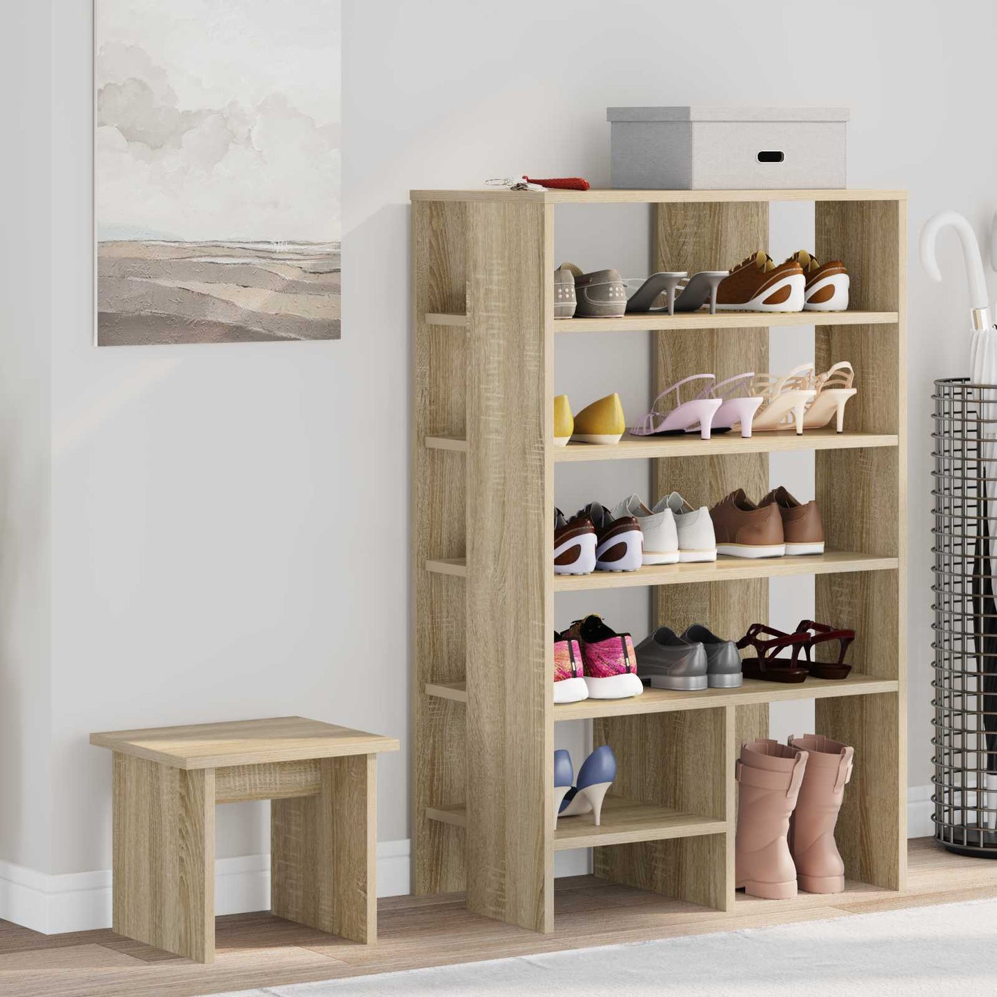 vidaXL Shoe Cabinet 2 pcs 62 x 35 x 100 cm Engineered Wood Sonoma Oak 1
