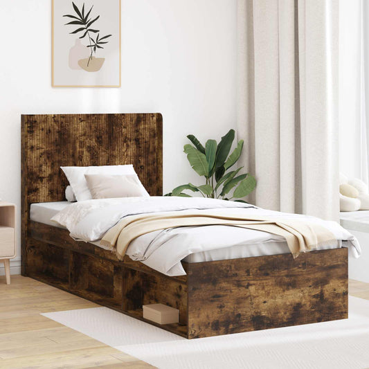 Bed Frame Storage Headboard Length Smoked Oak