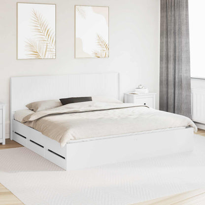 Bed Frame with Storage and Headboard Length 200 cm White 180 cm