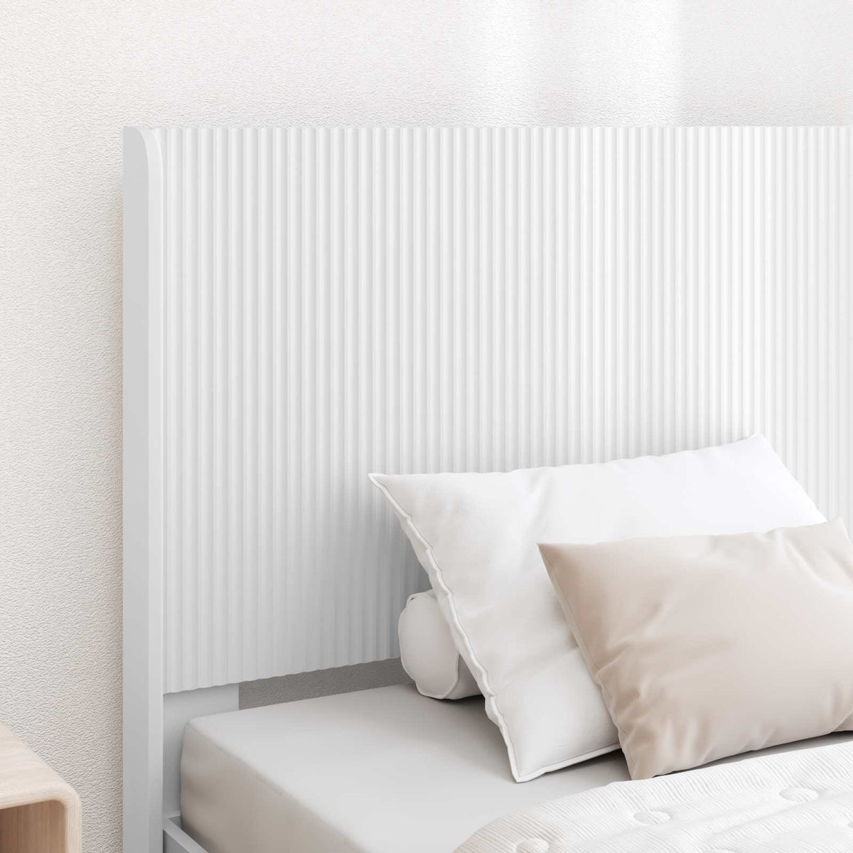 Bed Frame with Storage and Headboard Length 200 cm White 90 cm