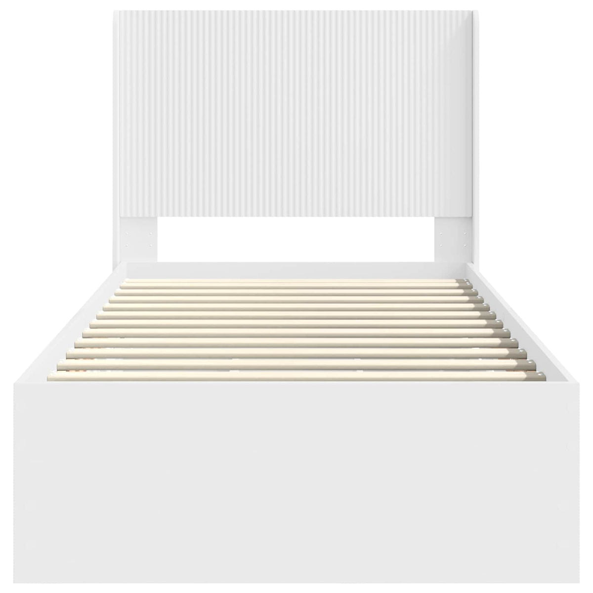 Bed Frame with Storage and Headboard Length 200 cm White 90 cm