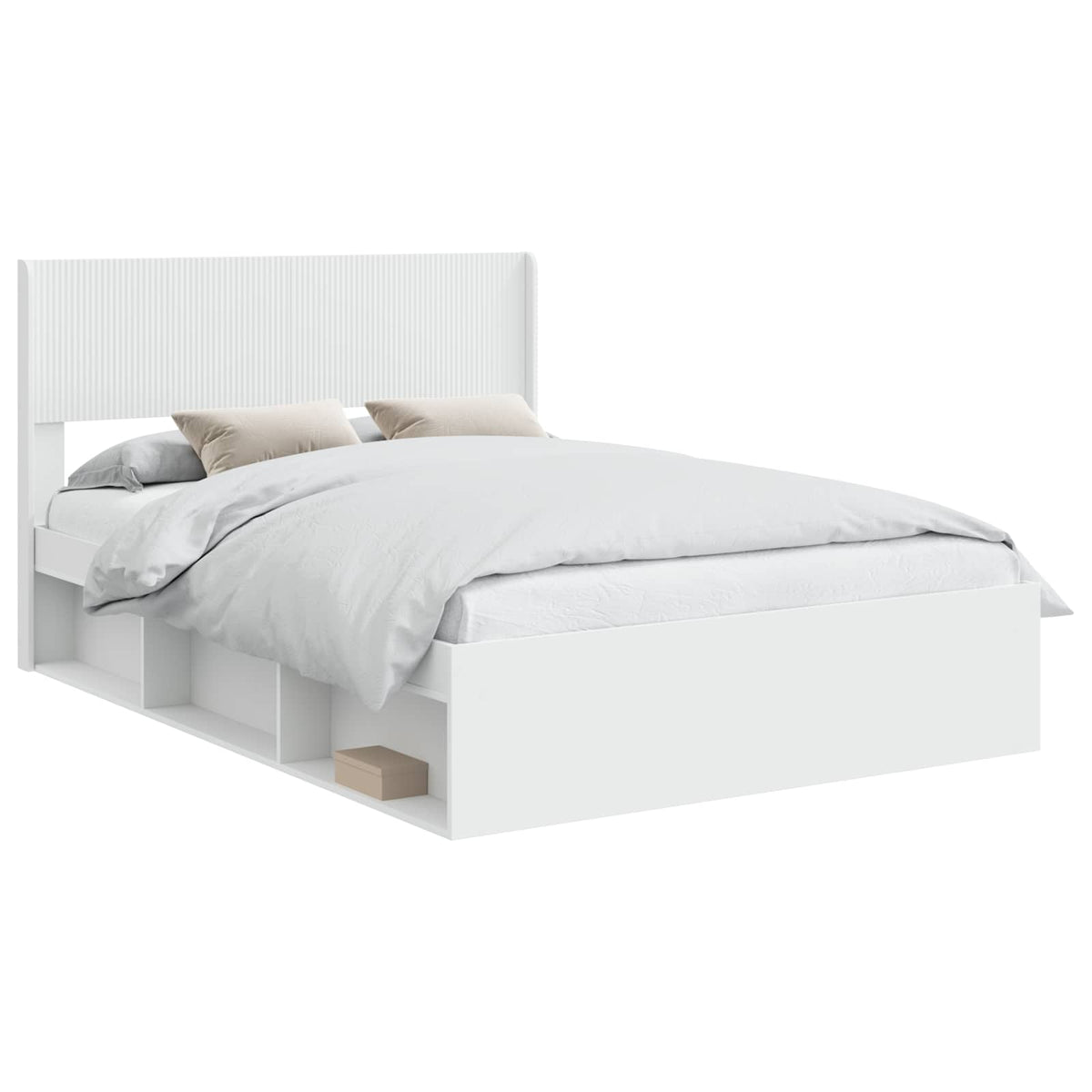 Bed Frame with Storage and Headboard 150 x 200 cm White