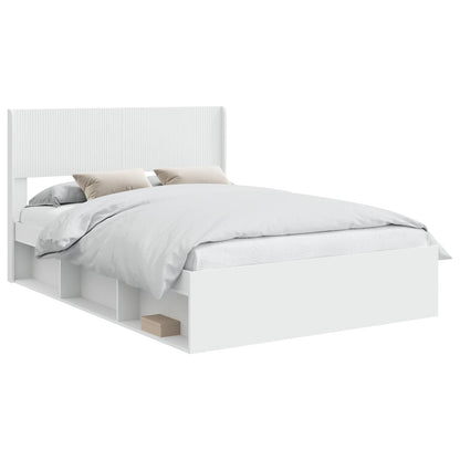 Bed Frame with Storage and Headboard 150 x 200 cm White
