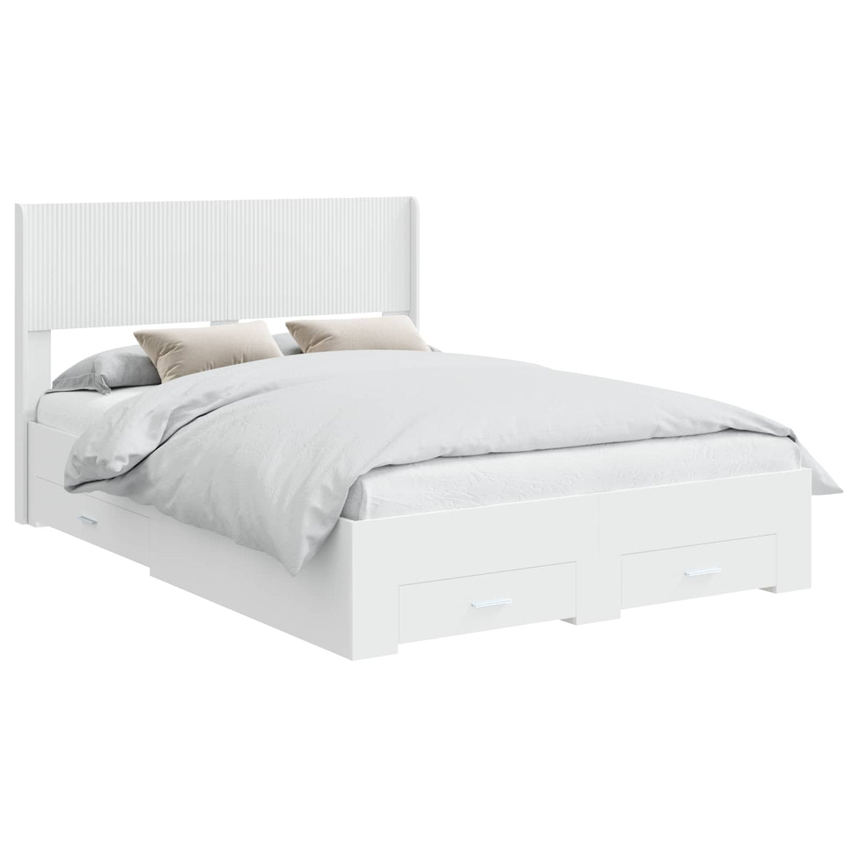 Bed Frame with Storage and Headboard 140 x 190 cm White