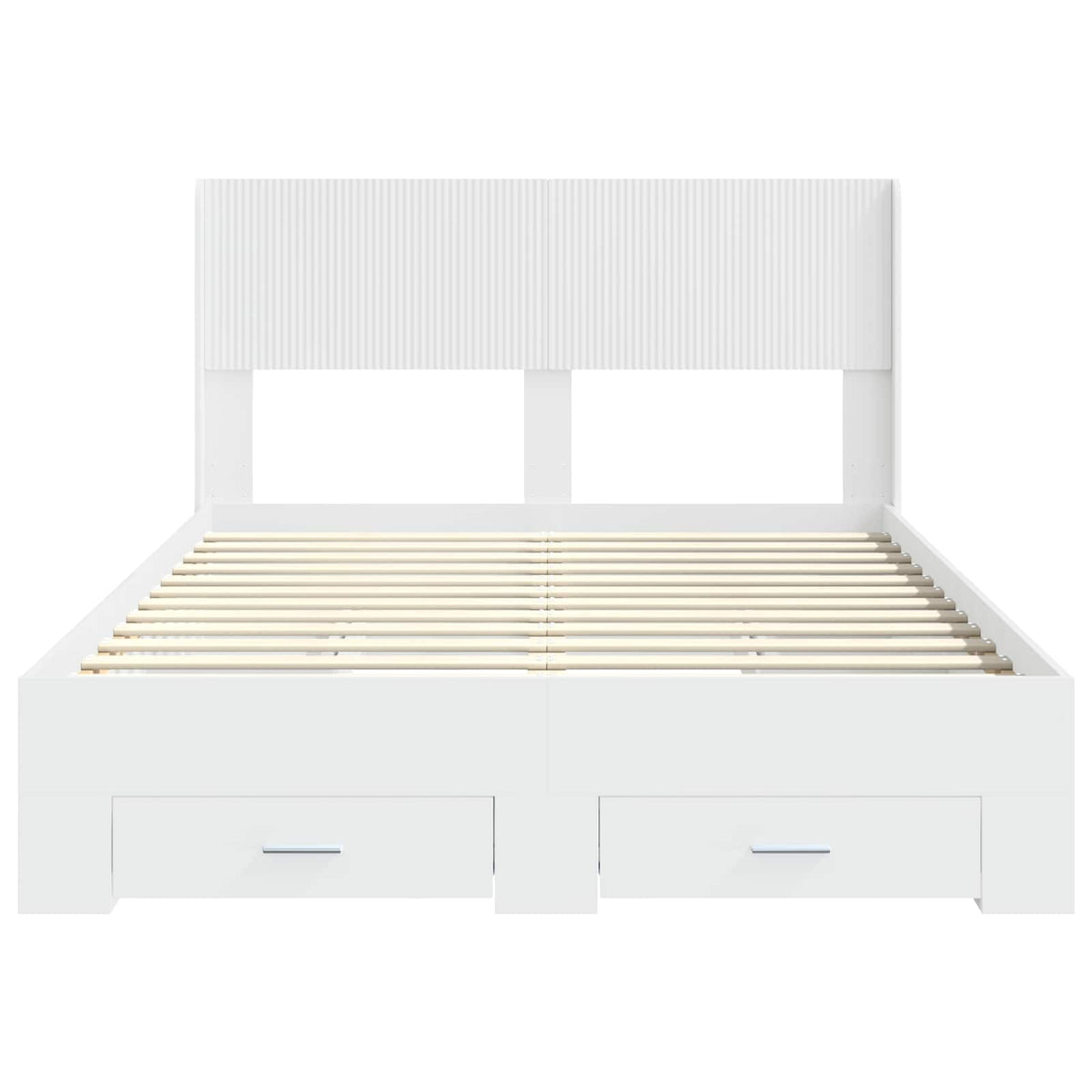Bed Frame with Storage and Headboard 140 x 190 cm White