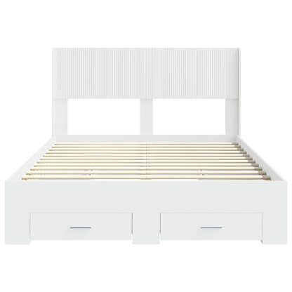 Bed Frame with Storage and Headboard 140 x 190 cm White