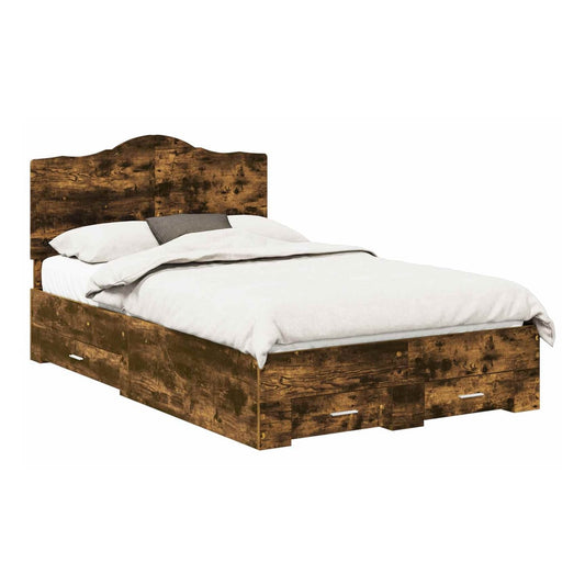 Bed Frame Engineered Wood Length 200 cm Smoked Oak 120 cm