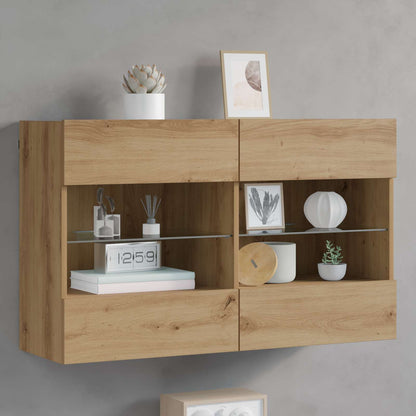 TV Wall Cabinet with LED Lights 98.5x30x60.5 cm Artisan oak