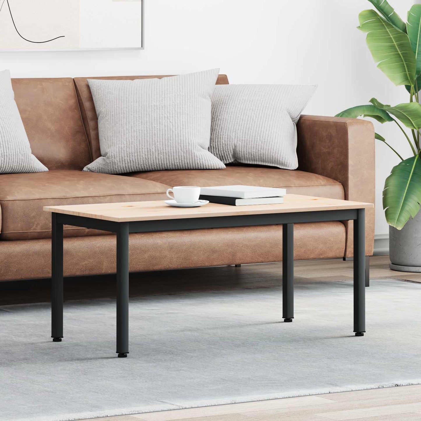 vidaXL Coffee Table Natural 100 x 50 x 45 cm Solid Pine Wood 1