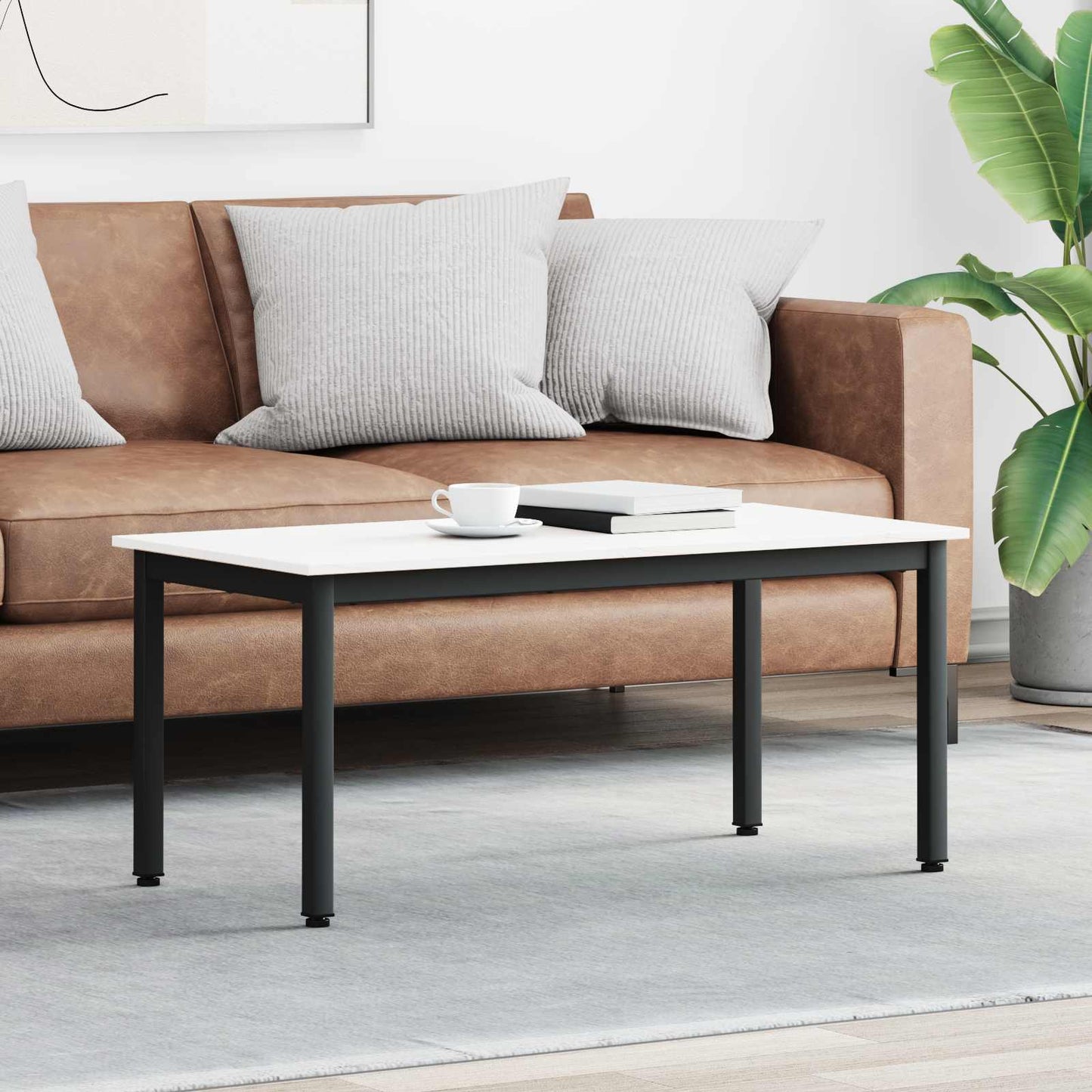 vidaXL Coffee Table White 100 x 50 x 45 cm Solid Pine Wood 1