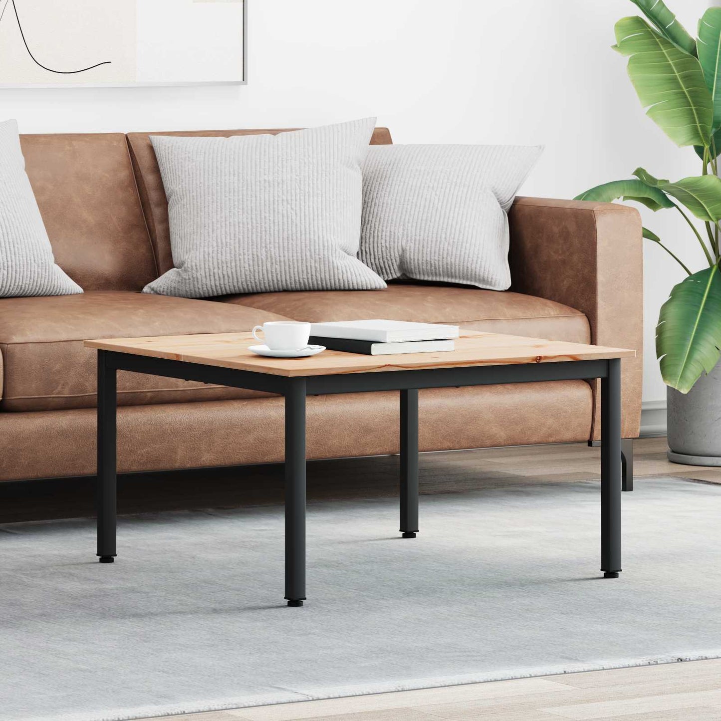 vidaXL Coffee Table Natural 80 x 80 x 45 cm Solid Pine Wood 1