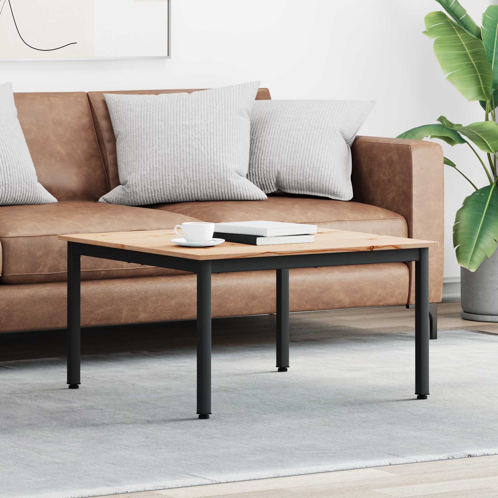 vidaXL Coffee Table Natural 80 x 80 x 45 cm Solid Pine Wood 1