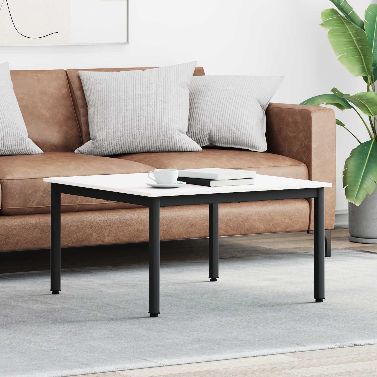 vidaXL Coffee Table White 80 x 80 x 45 cm Solid Pine Wood 1