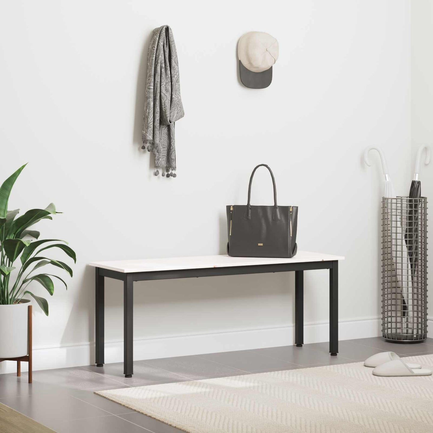 vidaXL Bench White 110 x 35 x 45 cm Solid Pine Wood 4