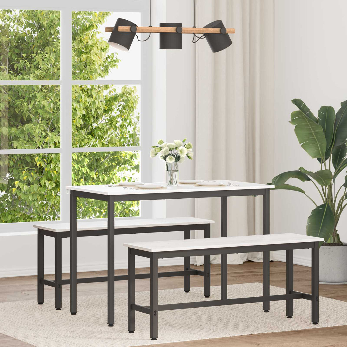 Dining Table Solid Pine Wood White 110 cm 55 cm