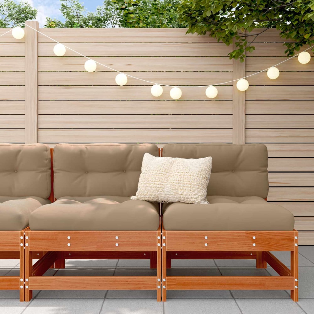 Garden Solid Pine Wood Wax Brown 62 x 62 x 70.5 cm Wax Brown Pinewood Armless loveseat