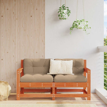 Garden Solid Pine Wood Wax Brown 62 x 62 x 70.5 cm Wax Brown Pinewood Loveseat with armrests