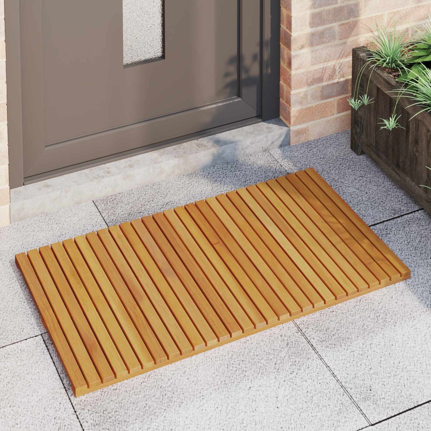vidaXL Bath Mat Natural 100 x 55 cm Solid Acacia Wood 3