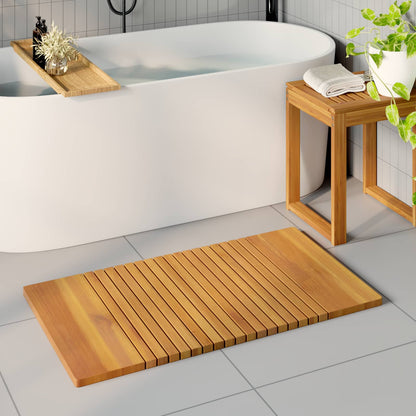 vidaXL Bath Mat Natural 100 x 55 cm Solid Acacia Wood 1