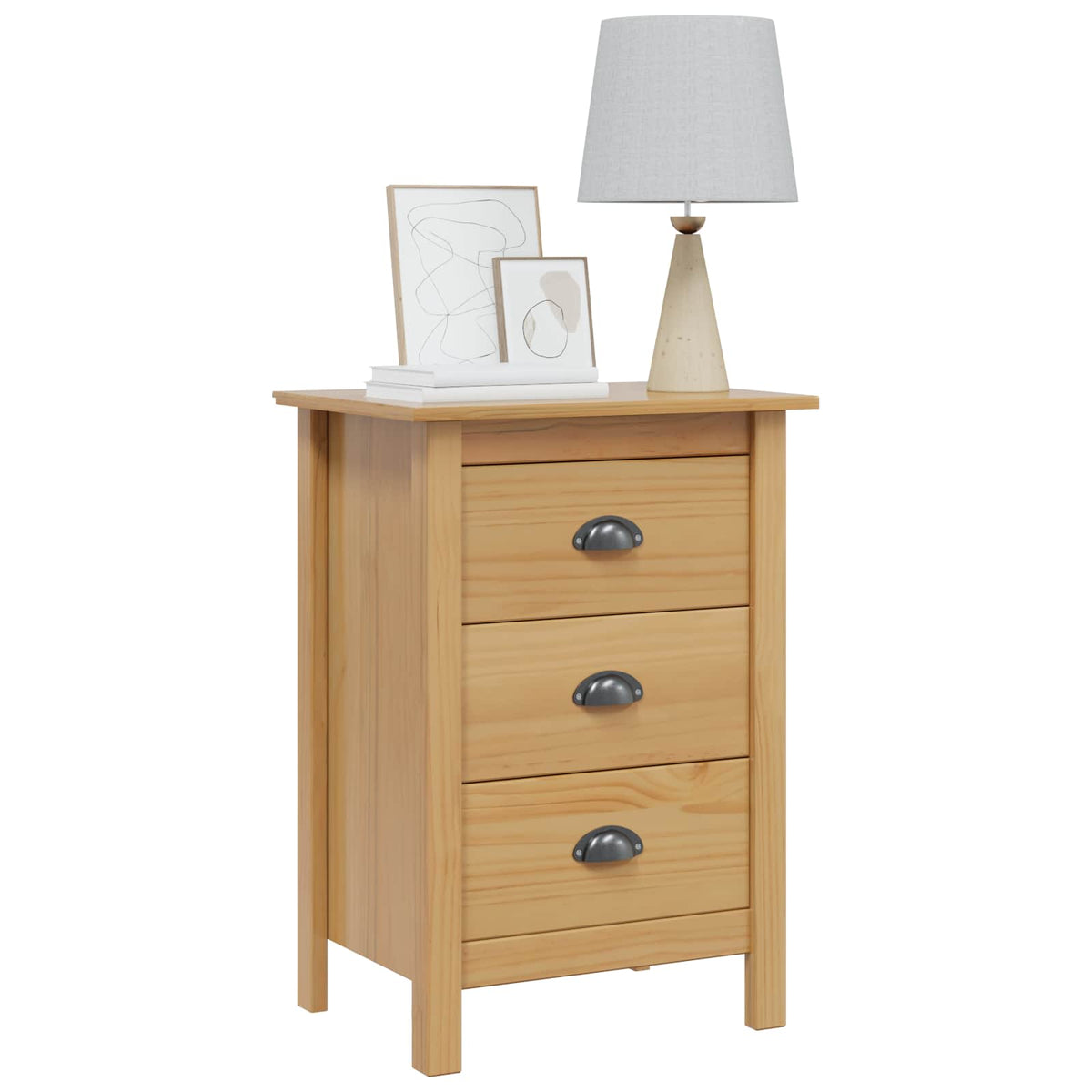 vidaXL Bedside Cabinet with Drawer HILL Honey Brown 46 x 35 x 65 cm 3
