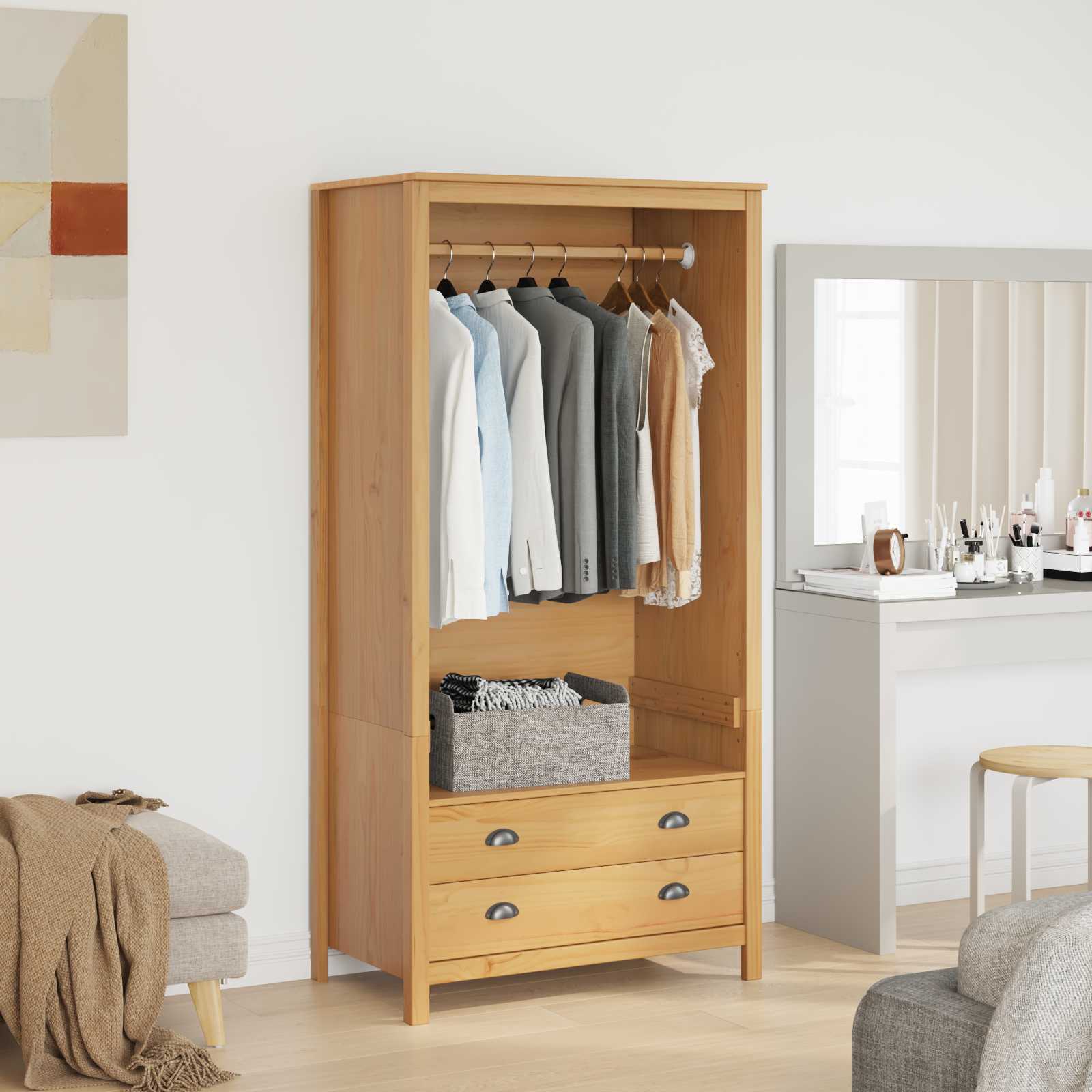 vidaXL Wardrobe HILL Honey Brown 84 x 50 x 170 cm Solid Pine Wood 1